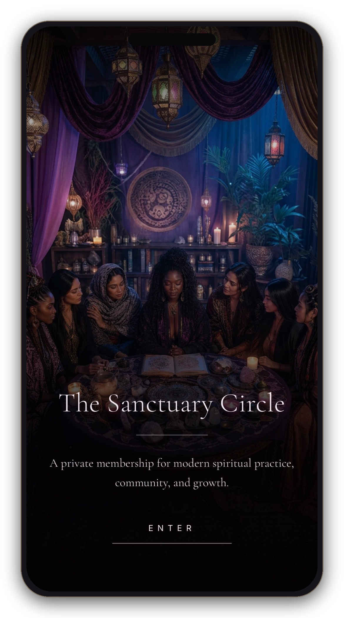 The Sanctuary Circle enter screen - tap to enlarge