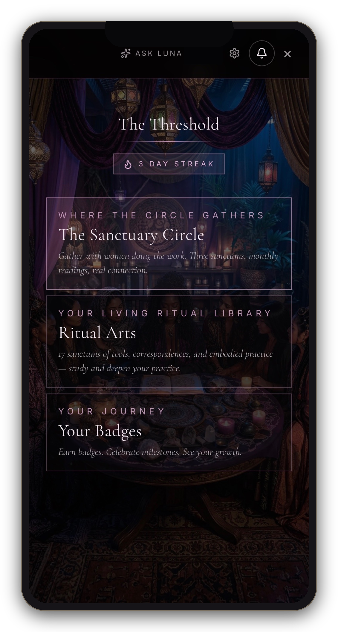 The Threshold menu - tap to enlarge